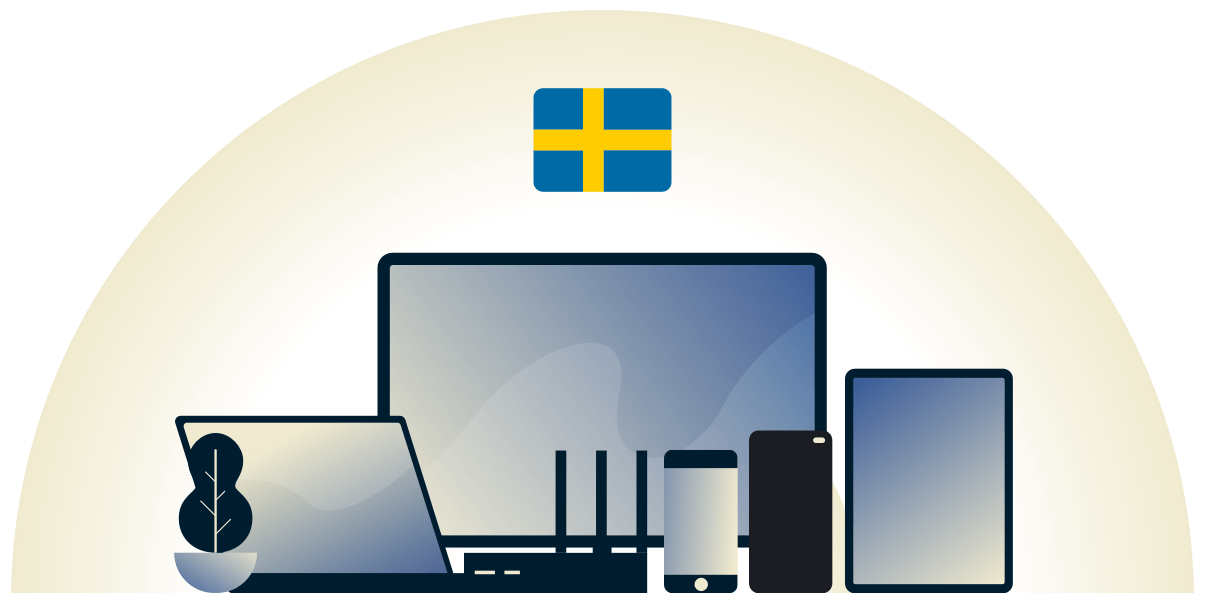 様々なデバイスを保護するスウェーデン対応VPN。